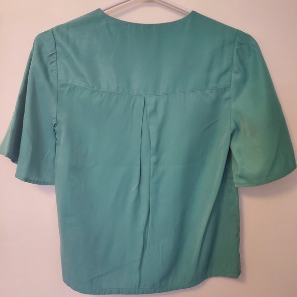 Frank and Oak Flutter Sleeve Blouse Lagoon Blue - Picture 4 of 6